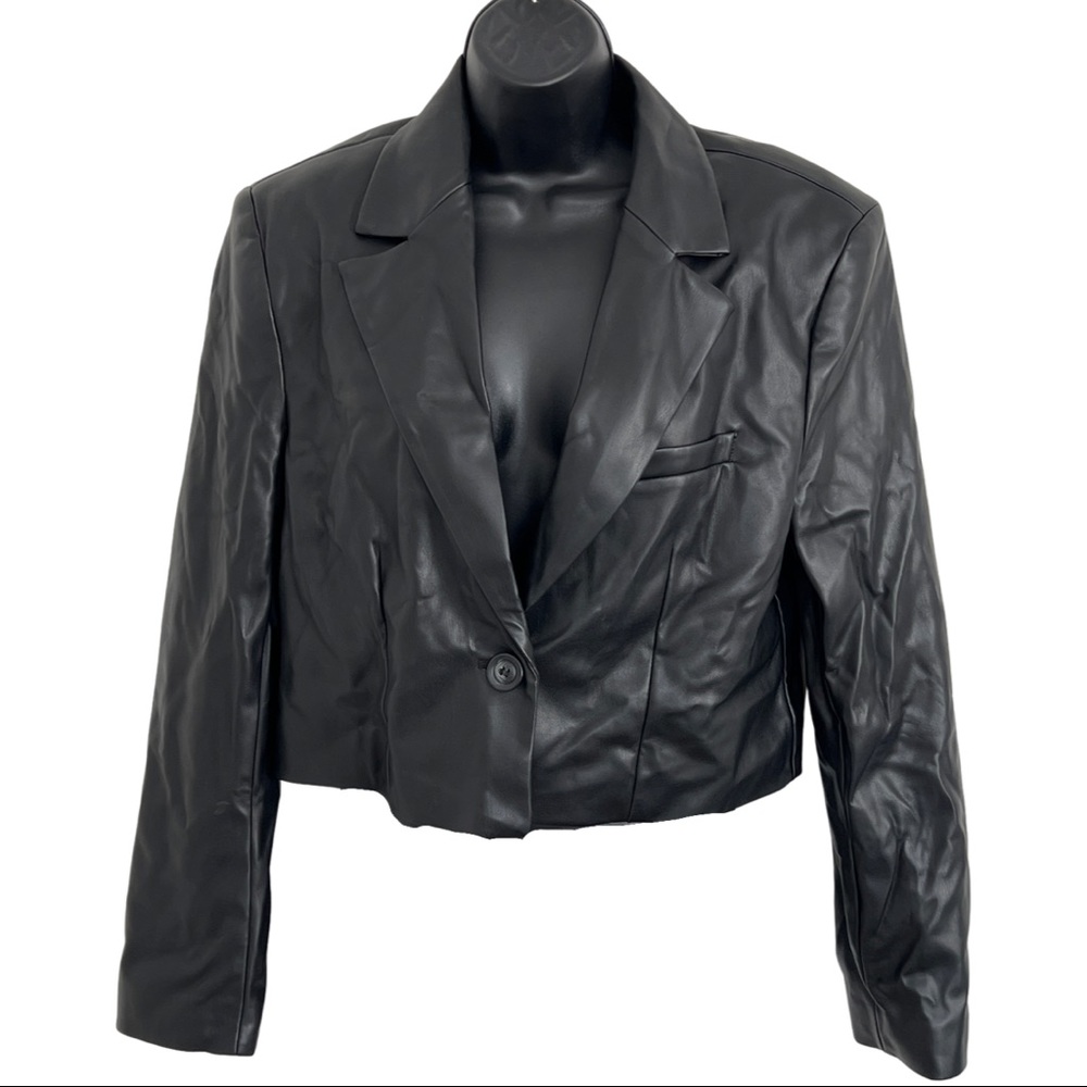 Zara Faux Leather Cropped Blazer